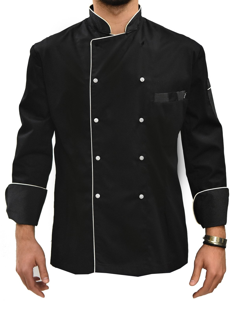 ΜΠΛΟΥΖΑ CHEF BLACK ΜΕ ΛΕΥΚΕΣ ΛΕΠΤΟΜΕΡΕΙΕΣ