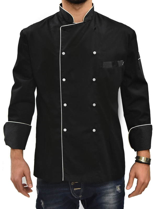 ΜΠΛΟΥΖΑ CHEF BLACK ΜΕ ΛΕΥΚΕΣ ΛΕΠΤΟΜΕΡΕΙΕΣ